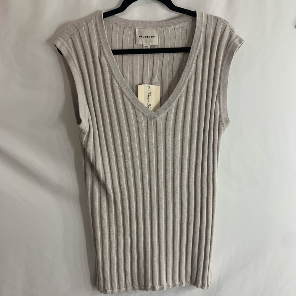 2 PIECE SET Industry Ribbed Knit Neutral Tank Top and Maxi Skirt, size M NEW - Picture 3 of 16